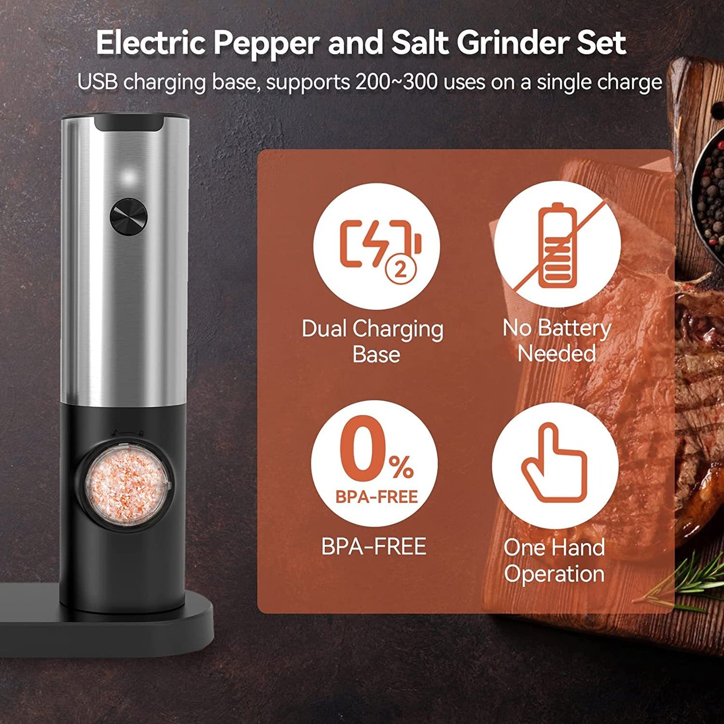 Premium Electric Salt and Pepper Grinder